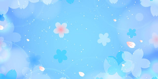 立春蓝色卡通花朵花瓣春天春季矢量展板背景